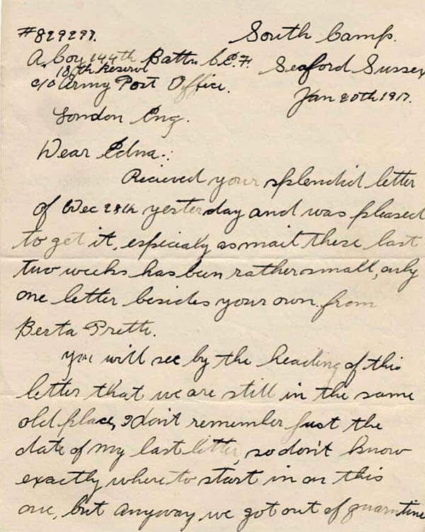 Minary-letter-Jan-20-1917 BComd LCol Chris Wood enjoys bringing up family members to help with promotions