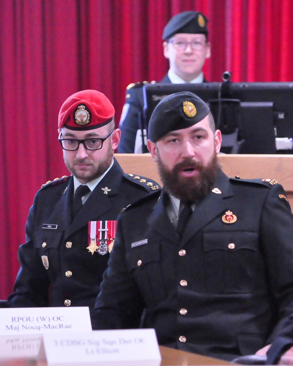 MB-Lt-Gov-OC-mtg BComd Col Douglas Gunter sits with the Royal family during Queen Elizabeth II's visit to CFB Shilo in 1970.