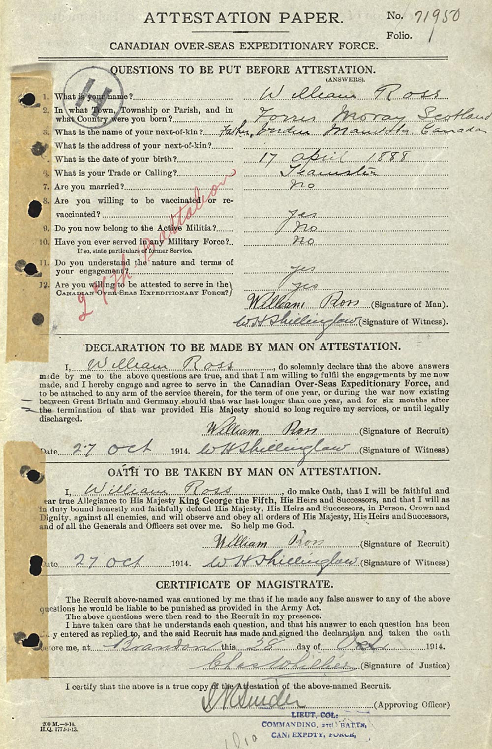 LCpl-William-Ross-papers MCpl Brandon Liddy