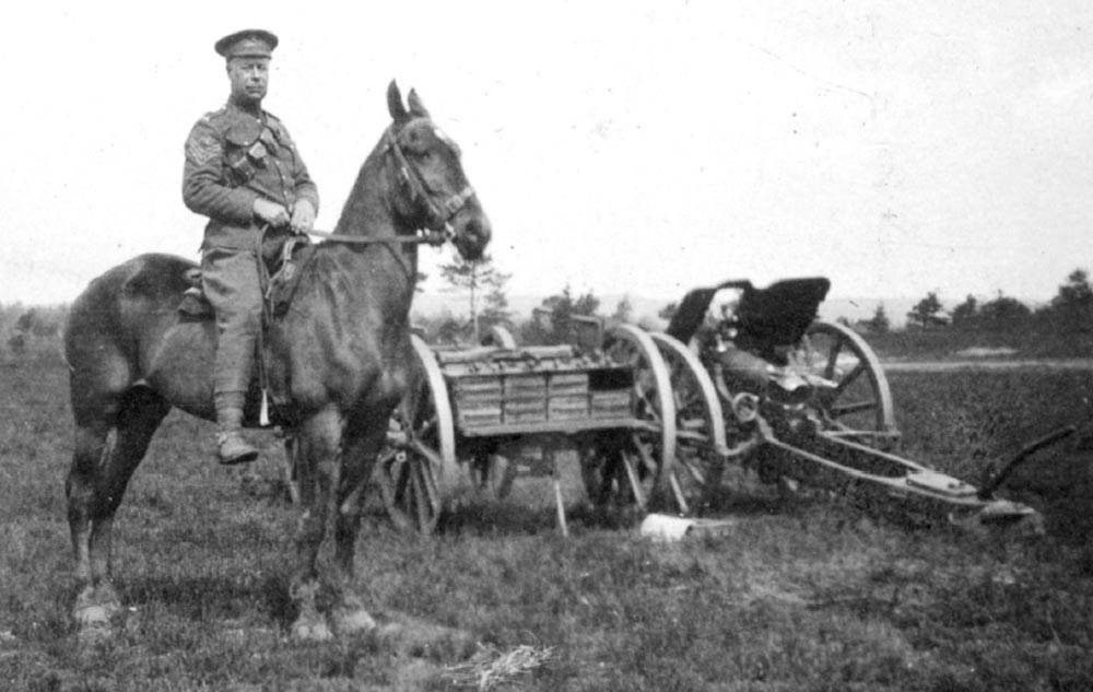 Canadian artillery rely on horses during Great War