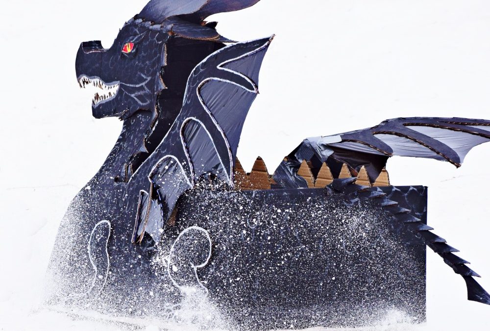 Dragon slayers conquer top prize at inaugural Shilo cardboard toboggan downhill dash