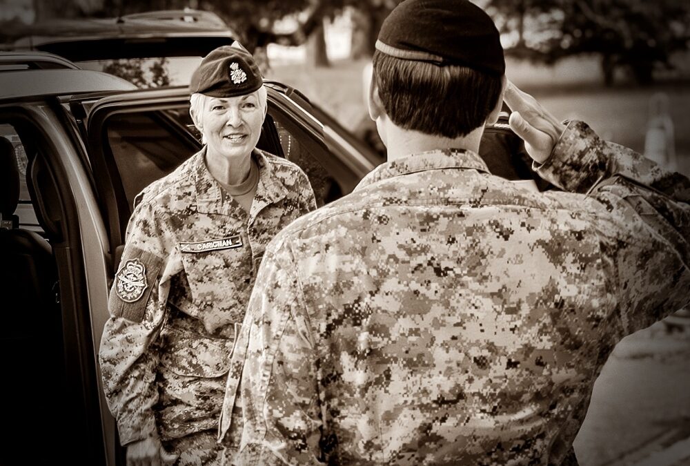 Canada’s Chief of Defence Gen Jennie Carignan engages with CFB Shilo troops on historic visit