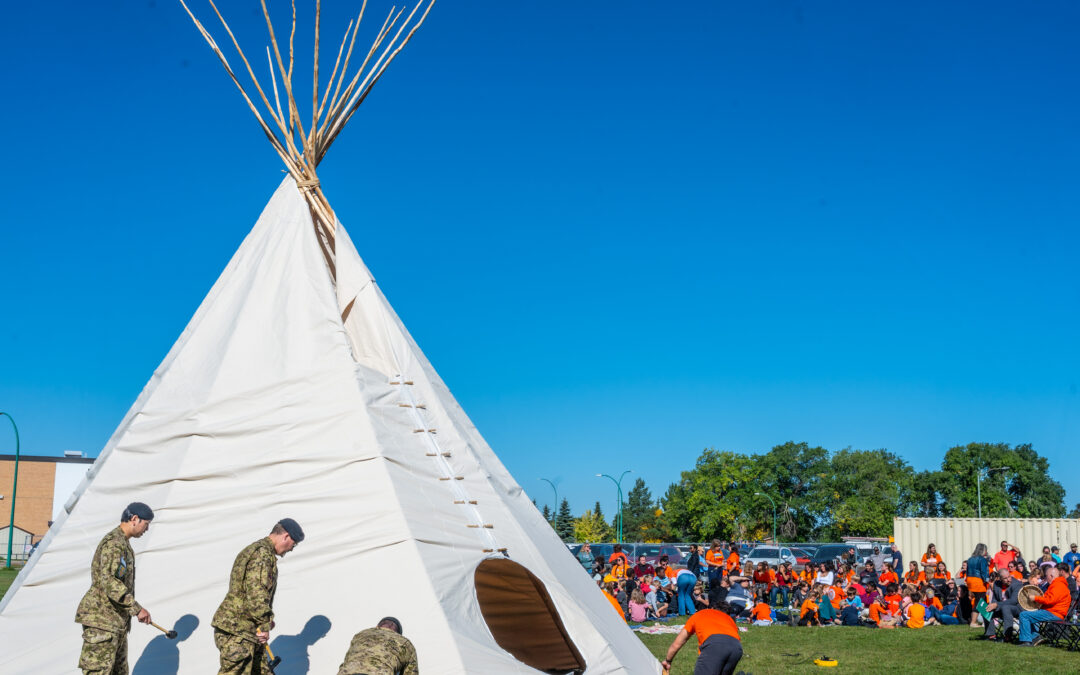Every Child Matters at CFB Shilo school teepee raising