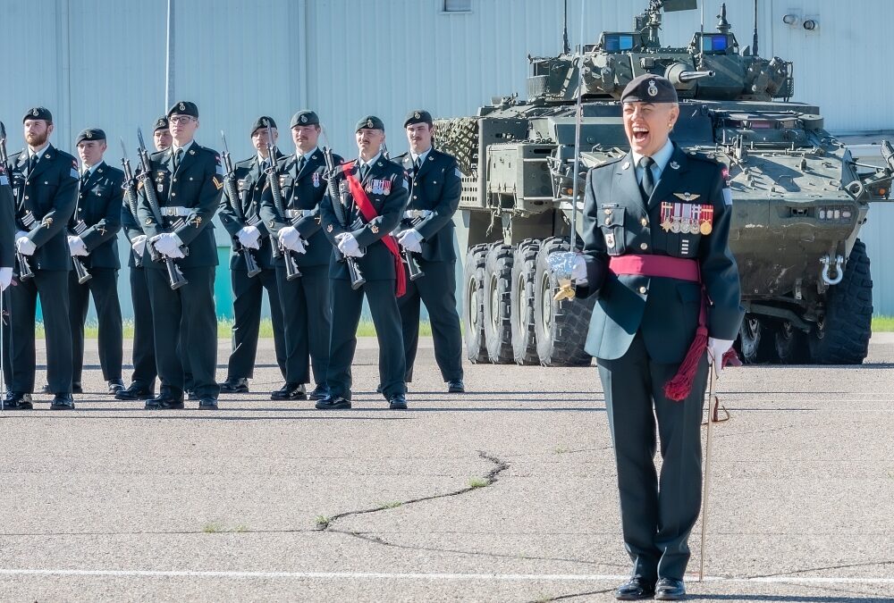CALL TO ATTENTION FOR 2PPCLI CHANGE OF COMMAND, LCOL CHELSEA BRAYBROOK MARCHES FORWARD